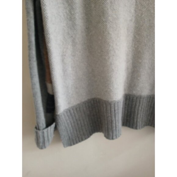 Zaket & Plover Womens S Wool Cotton Blend Gray Colorblock Knit Sweater Cozy Gray - Picture 2 of 7